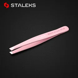 STALEKS BEAUTY&CARE 11-3 New High Quality Pink Slant Tip Eyebrow Tweezers Stainless Steel Hair Removal Beauty Makeup Tool