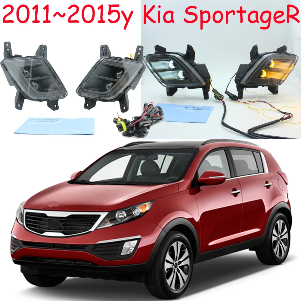 US version car accessories bumper headlight for KIA Sportage R daytime light 2011~2015y LED for KIA headlamp Fog light