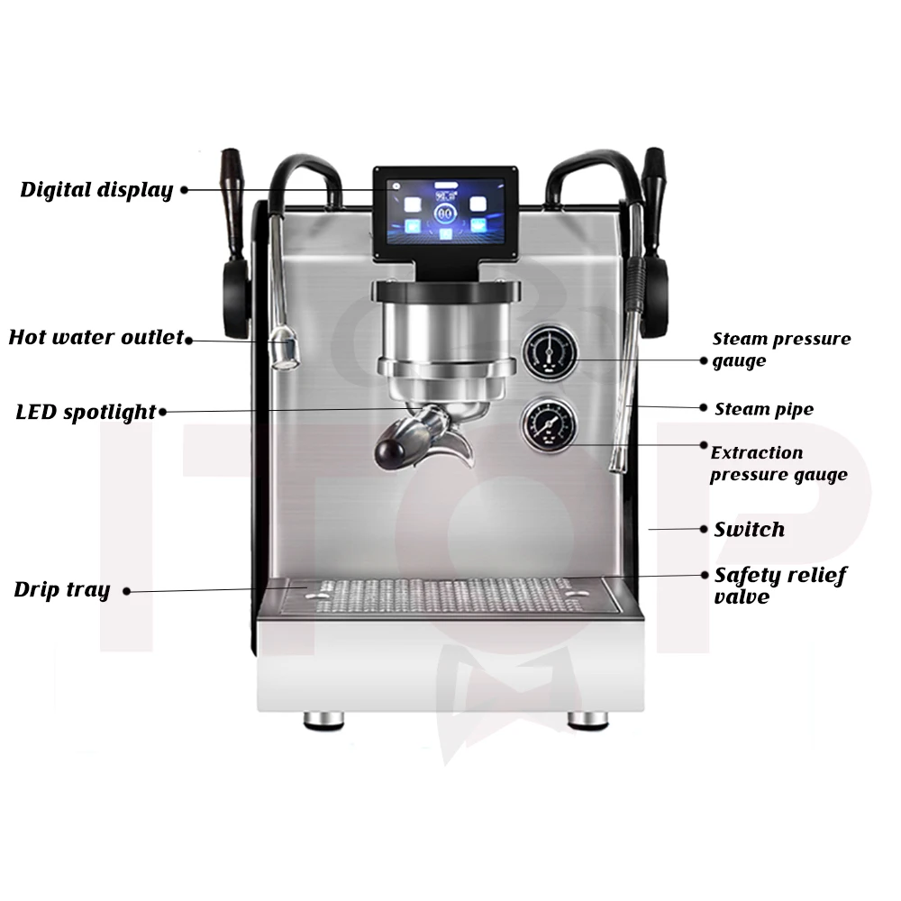 ITOP 9Bar Semi-Automatic Espresso Machine Maker LCD Touch Screen Precise Temperature Control Rotary pump Adjustable Pressure