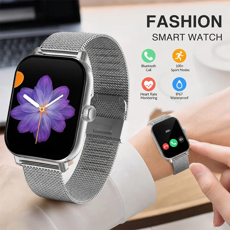 Smart Watch Bluetooth Call Touch Screen Health Monitor Blood Oxygen Heart Rate SleepTrack SportWatch Waterproof for Men Women