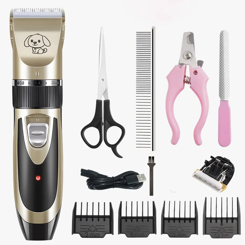 Electrical Pet Hair Trimmer, Rechargeable, Low Noise, Dog, Cat Hair Clippers Kit, Cutter Machine, Grooming Shaver, Scissor