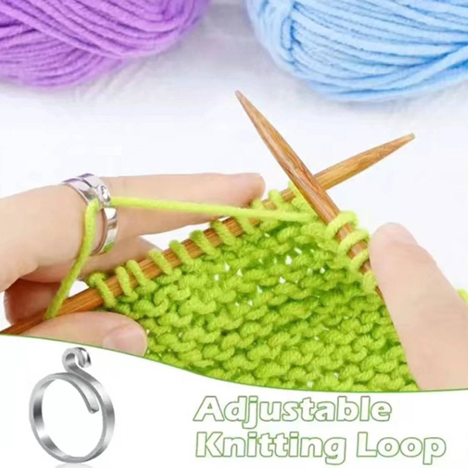 Adjustable Knitting Crochet Loop Rings DIY Yarn Guide Finger Faster Holder Open Fingering Crocheters Tool Sewing Supplies