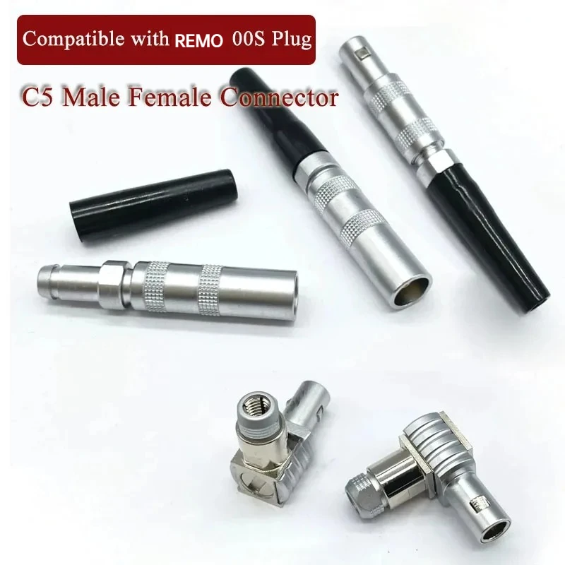 C5 Male Female Plug Connector Compatible with Remo 00S Connector Bent Male Socket Metal Ultrasonic Signal Plug Thickness Gauge