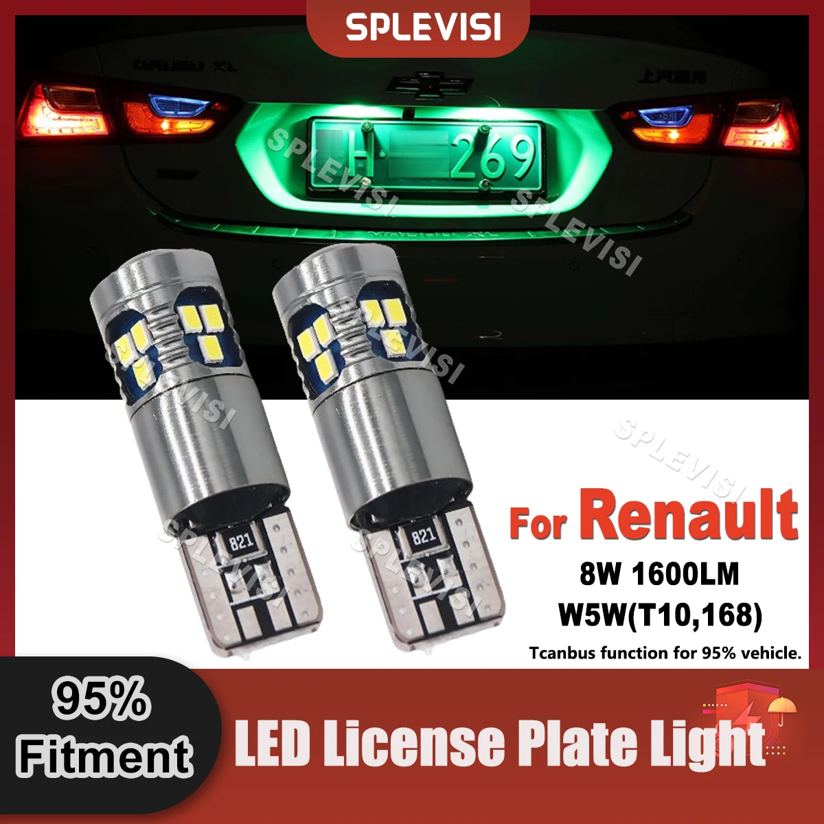 

2x LED License Plate Light Bulbs For Renault Fluence Twingo Duster Laguna Megane Clio Grand Scenic Dacia Duster Sandero Dokker