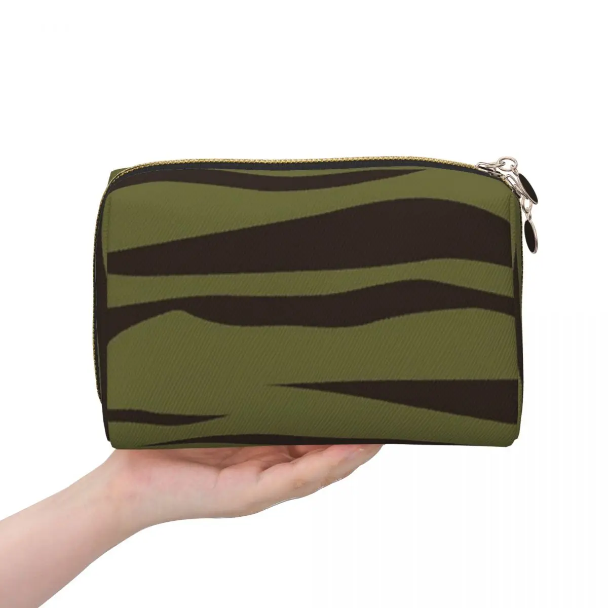 Tiger Stripe Camouflage Military Camo Women Cosmetic Bag Travel Makeup Organizer Pouch Toiletry Storage Dopp Kit Box