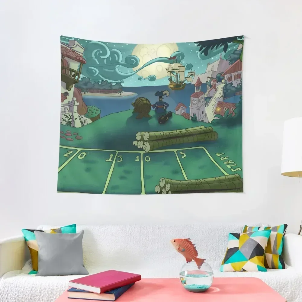 

Puerto Pollo at Night (Monkey Island Digital Illustration) Tapestry Decorations For Your Bedroom Wall Decor Tapestry