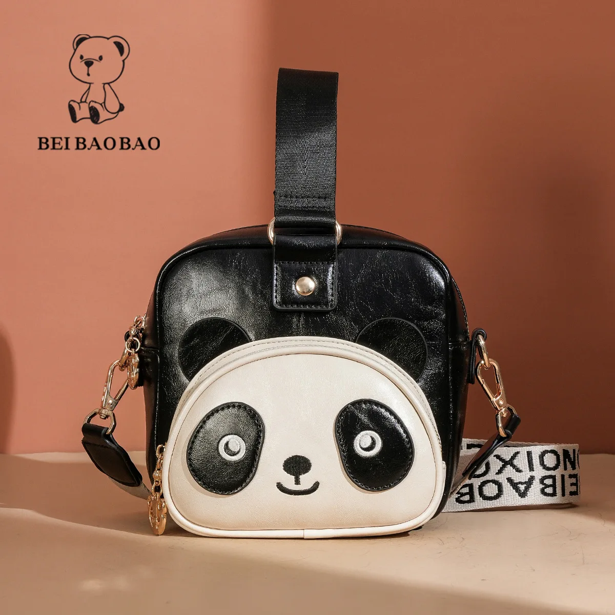 Beibaobao 2025 New Single Shoulder Crossbody Bag Casual Cartoon Bear Bag Women's Bag Handbag Small Square Bag