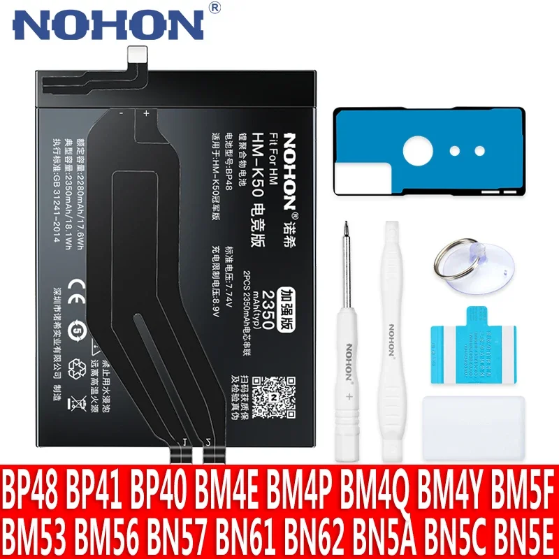 NOHON BP48 BP40 BM4Y BN57 Battery For Xiaomi Redmi K50 K20 K40 Pro K30 K30i K30S Ultra K50G 9T Mi 10T POCO X3 NFC F4 F3 F2 F1 M3