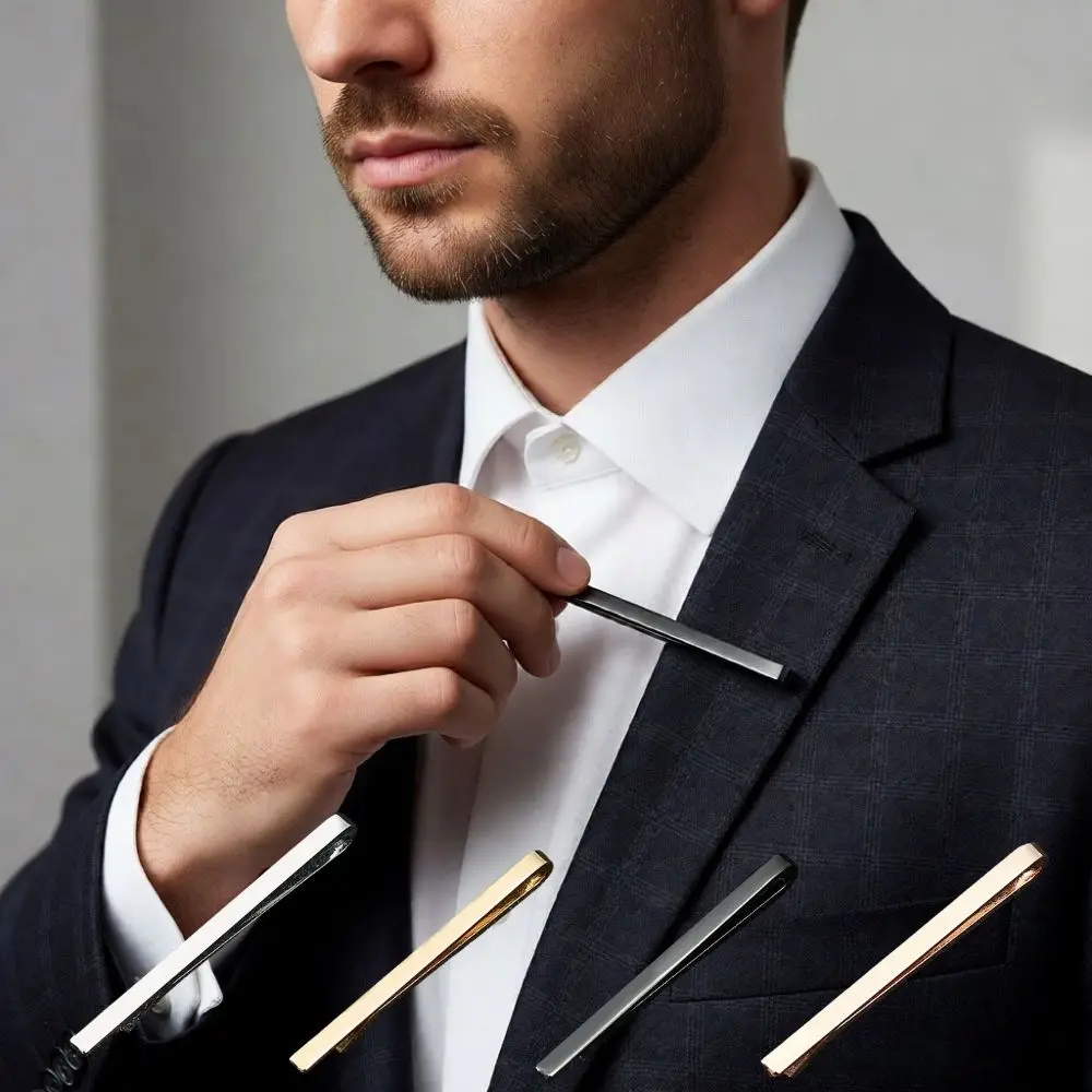 Clip de Corbata para Hombre, Clip de Corbata para Boda, Accesorios para Hombre, Clip de Corbata Simple en Oro, Plata, Negro, Rojo Rosa, Clip de Corbata de Negocios