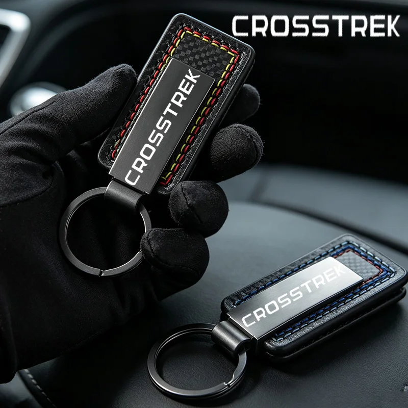 High-Grade Metal Leather Car Keychain Key Rings Keyring Holder for Subaru Crosstrek Logo FORESTER IMPREZA LEVORG STI TRIBECA
