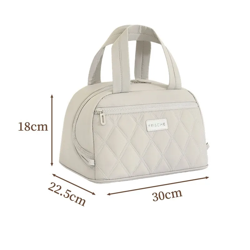 Große Isolierte Lunch-Tasche für Frauen PU-Leder Gesteppte Lunch-Tasche Auslaufsichere Thermische Kühltasche für Arbeit Picknick Reisen Niedliche Lunchbox – Detail 11