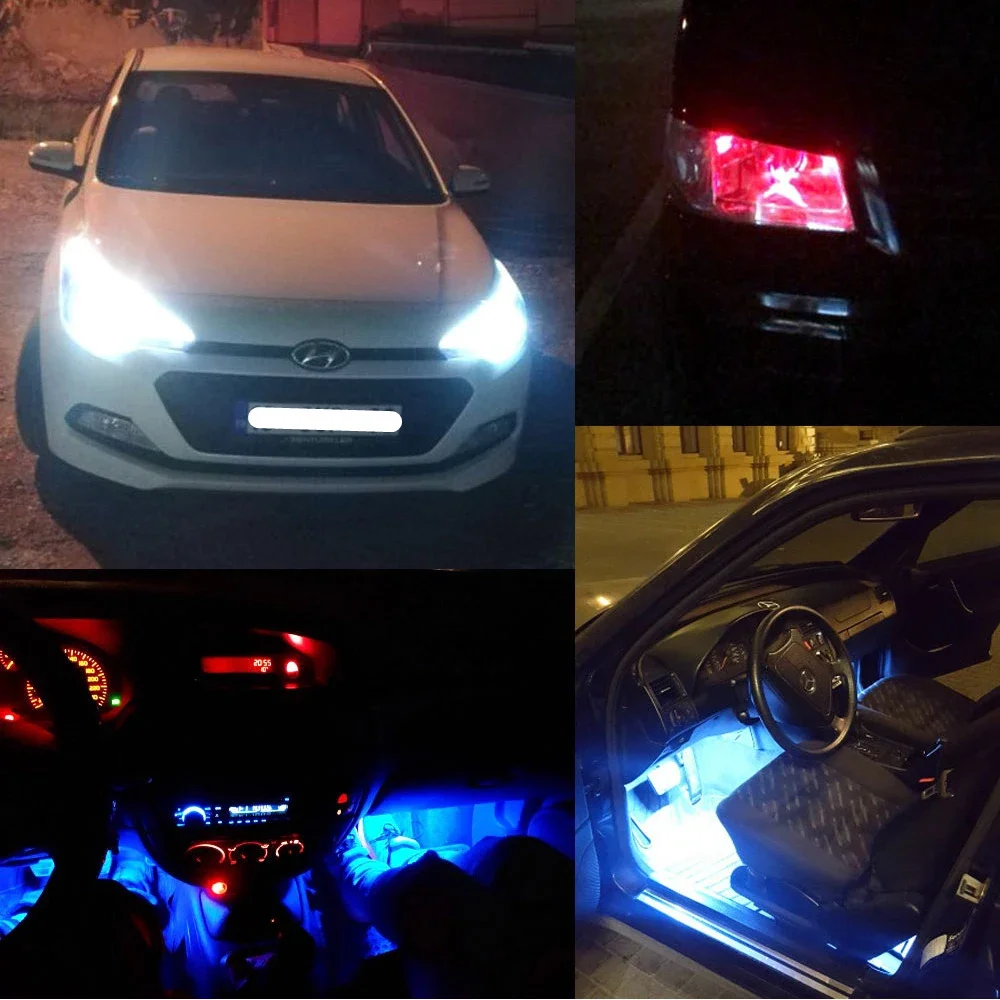 Car Reverse Light Led Auto Wedge Backup Bulb Turn Signal License Plate Side Marker Lamp Parking Trunk Tail Multicolor Waterproof