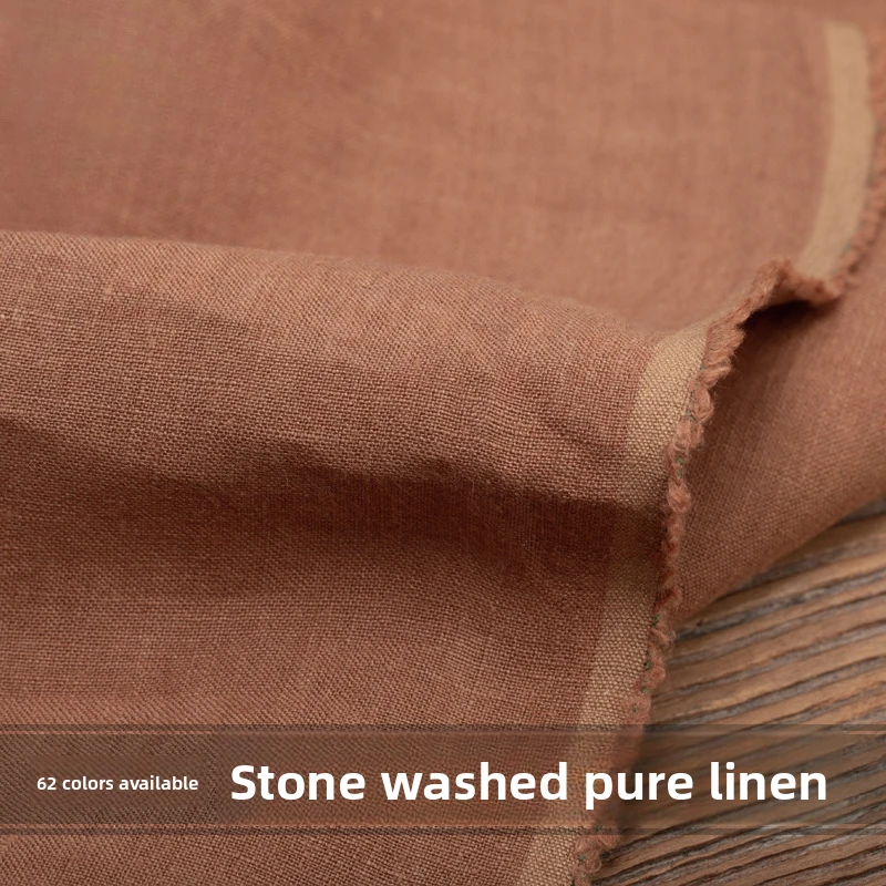 

Каменная стираная чистая льняная ткань для дышащего шитья своими руками, платье, рубашка, одежда, модная оптовая продажа, тканевый материал на метр