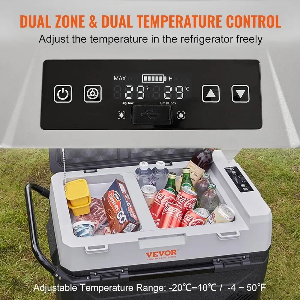 Car Refrigerator Cooler, 12 Volt Car Refrigerator Fridge, Dual Zone Portable Freezer, -4℉-50℉, Portable Refrigerator Cooler