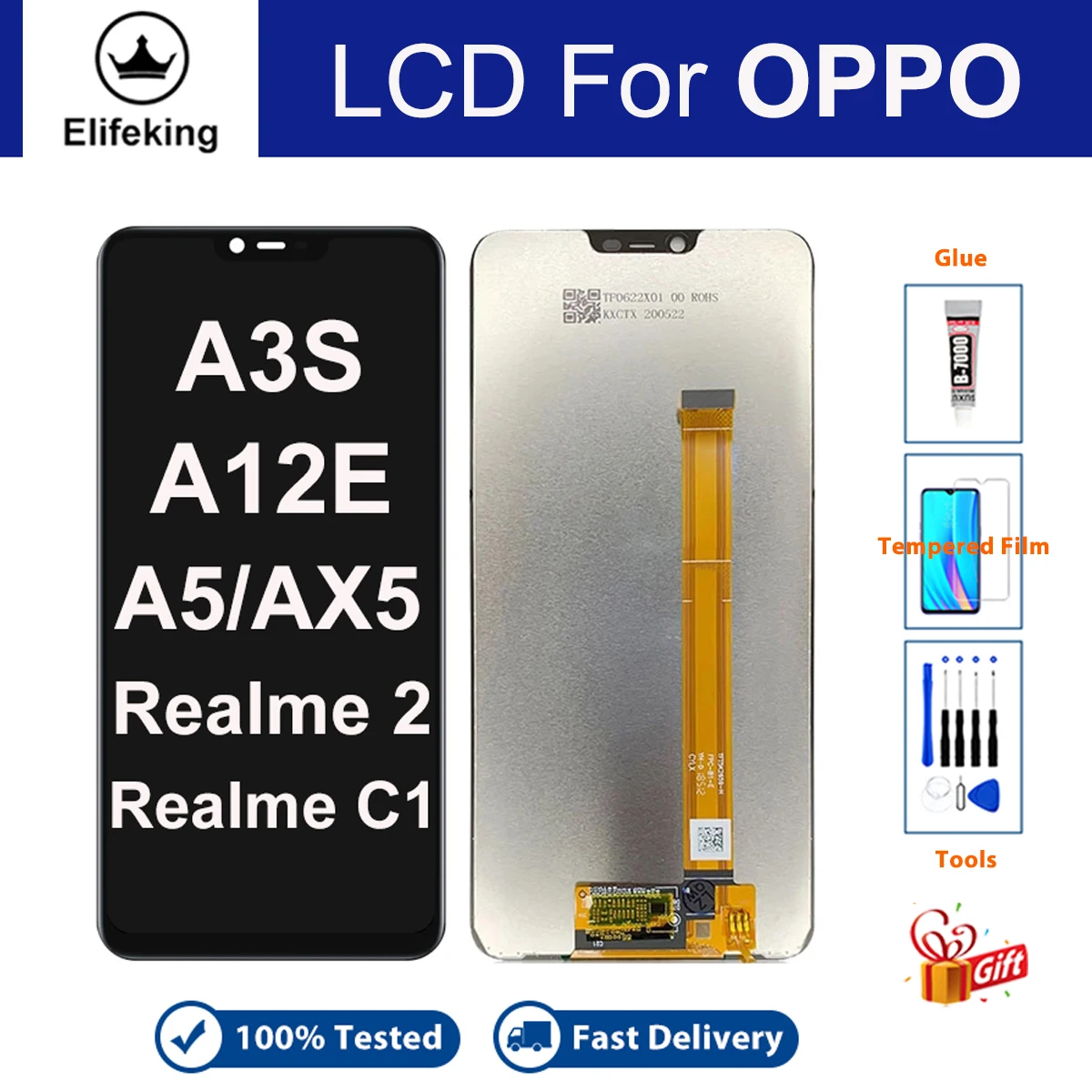 Screen For OPPO A3S A5 AX5 A12E Realme 2 Realme C1 LCD Display Touch Screen for CPH1803 CPH1853 CPH1805 Digitizer Replacement