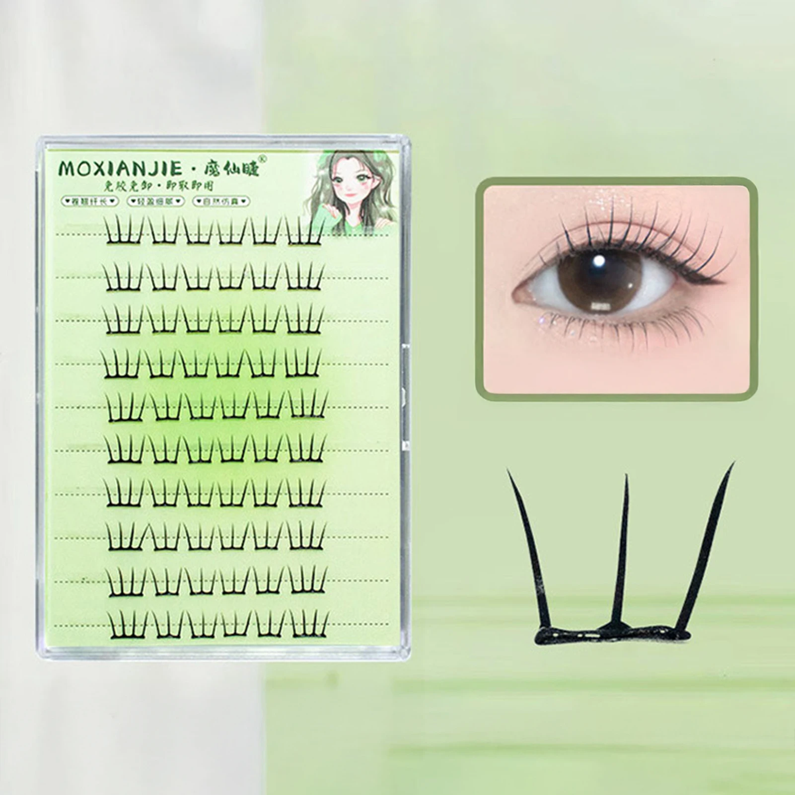 Fairy Manga Wimpernverlängerung, kleberfrei, natürlicher koreanischer Stil, falsche Wimpern, ultradünne Mädchen-Gruppenwimpern, perfekt vergrößern die Augen