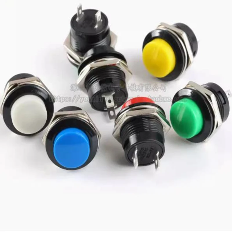 

5pcs R13-507 Key switch 16mm round lockless self-reset switch Button switch Click switch