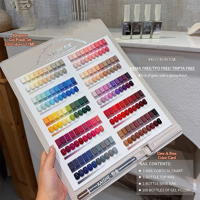 100 Colors Gel Nail Polish Set UV LED Soak Off Semi Permanent Vernis a Ongles Gel with Base Coat Top Coat Nail Art Manicure Kit