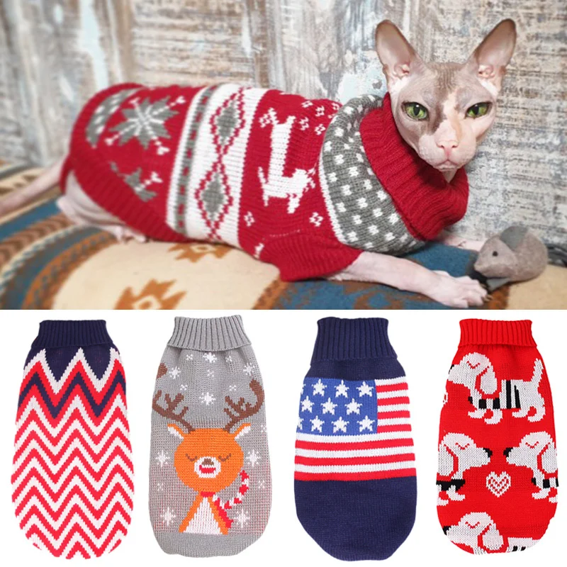 Classic Winter Cat Sweater for Cats Gotas Sphynx Christmas Pet Clothes Katten Kedi Puppy Pullover Mascotas Clothing jersey perro