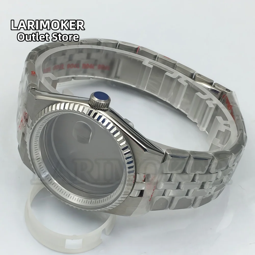 LARIMOKER 36MM/40MM lunette cannelée boîtier en acier inoxydable cercle d'ombre intérieur verre saphir étanche pour boîtier de montre de mouvement NH35