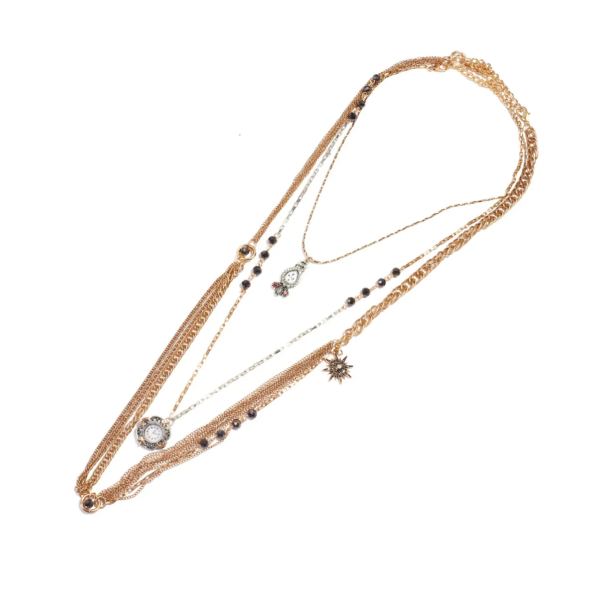3-teiliges Set Vintage Metallketten Choker-Halsketten mit Uhrenanhänger für Damen Modeschmuck Urlaub Party Mädchen Geschenke – Detail 2