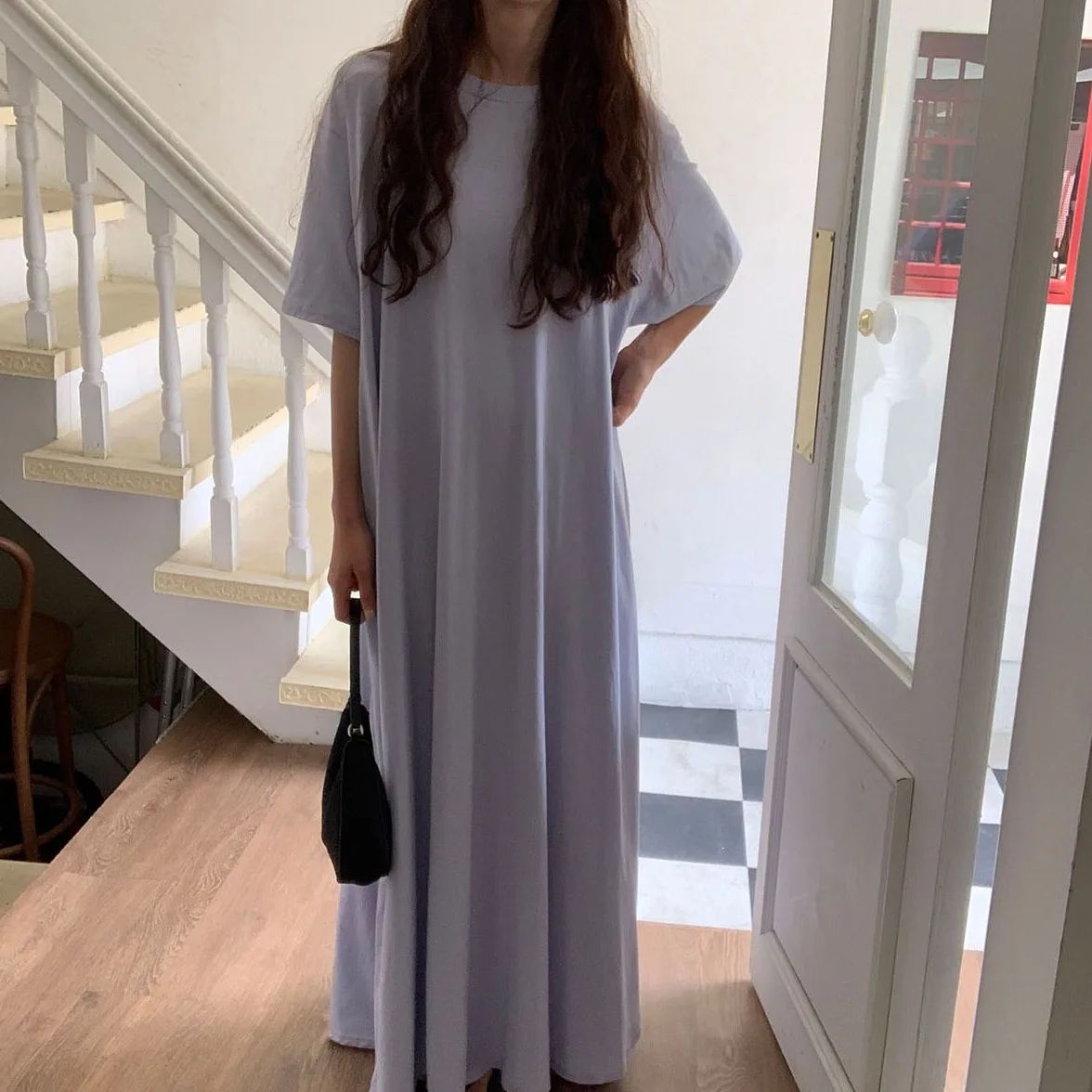 T-shirt ample et polyvalent, couleur basique, longueur au sol, chemisier Dr Sweet Sle, jupe mi-longue en coton, Silhouette trapèze