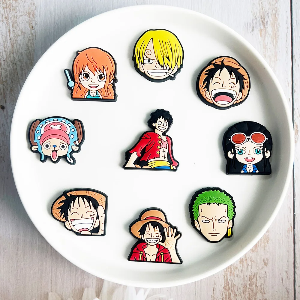 MINISO 1-19pcs New One Piece Luffy for Cartoon Shoe Charms Accessories DIY Shoe Decoration Buckle for Classic Clog Gifts