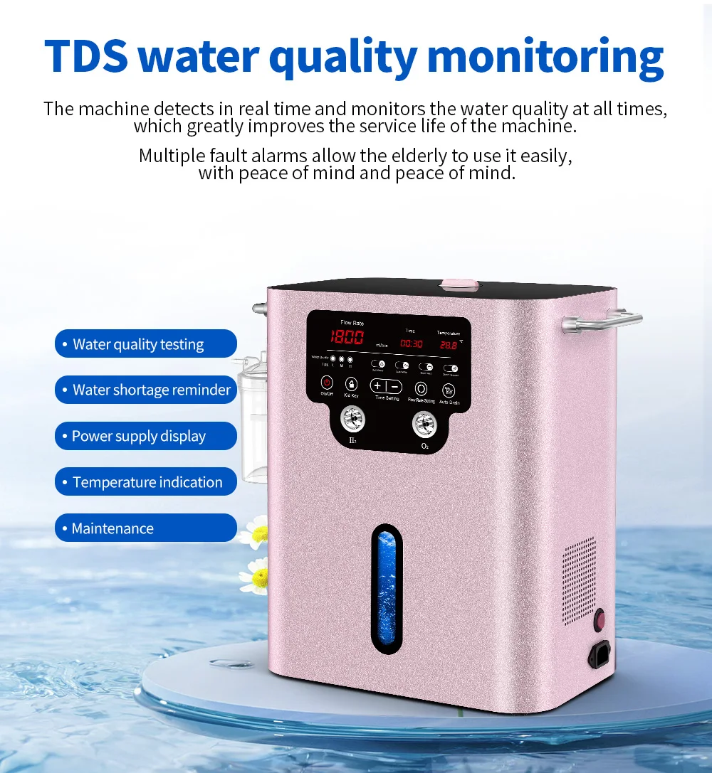 1800ml Wasserstoff-Sauerstoff-Generator mit SPE-PEM-Technologie, H2-O2-Inhalationsgerät, Hochleistungs-Wasserstoffgenerator für Wellness zu Hause – Detail 11