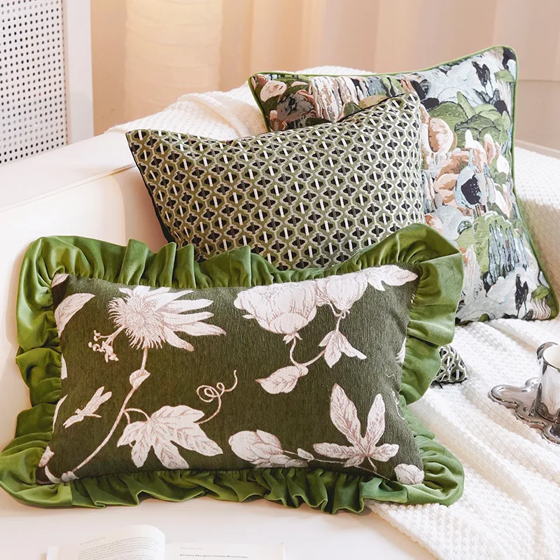 30X50/45X45CM Fresh Plant Throw Pillow Cover Retro Stamping Waist Cushion Cover Decor Home Decorative Pillowcase