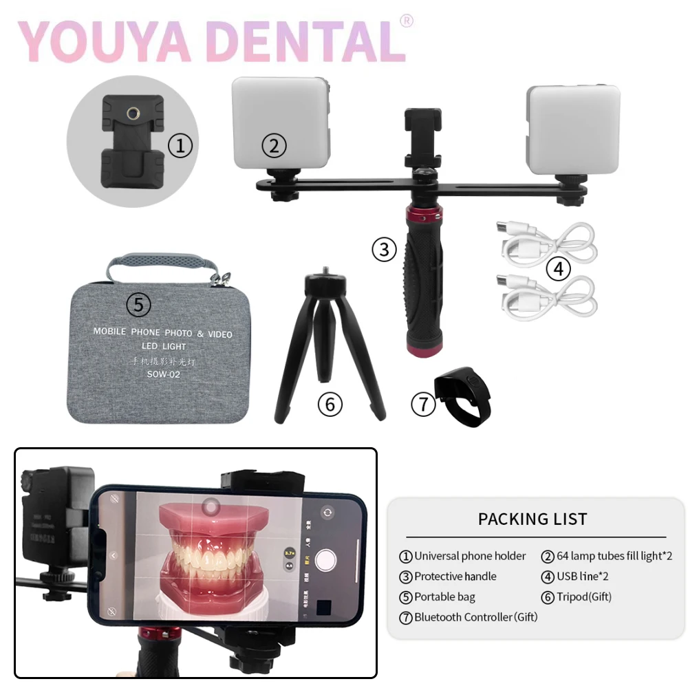 Dental Oral Handheld Bluetooth LED Light Phone Photography Fill Light Lamp Photography Kit Dentist Photography Aid Equipment