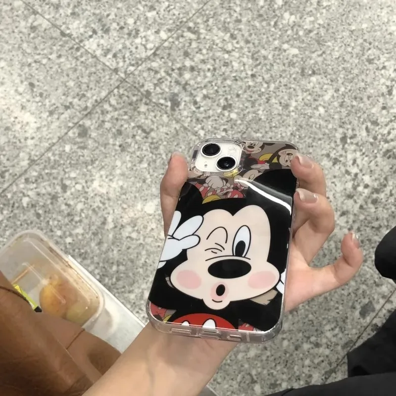 Funda de teléfono de Mickey para parejas de Anime Kawaii para Iphone 16 15 14 13 12 Pro Max Plus Minnie, carcasa suave transparente todo incluido