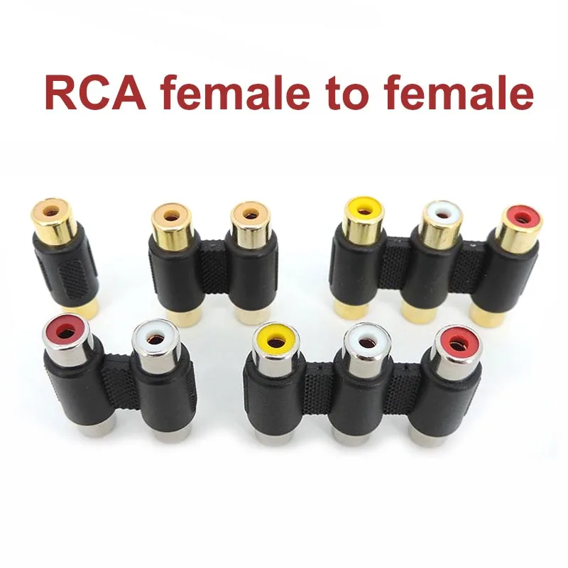 RCA 2RCA 3RCA Female to RCA Female AV Audio Video Connector Coupler Gold Plated Adapter Plug Socket Converter A07