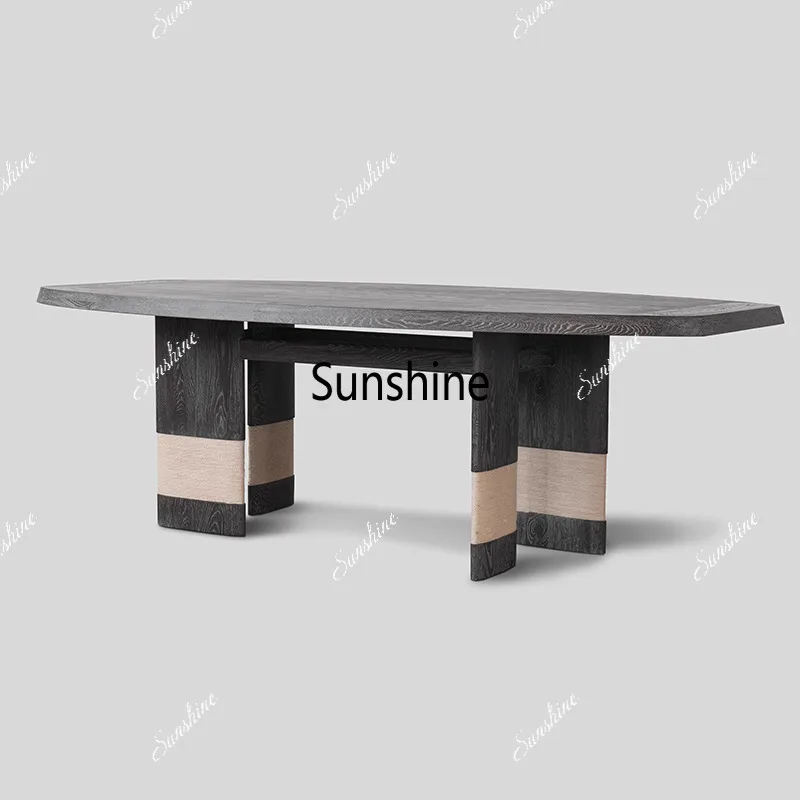 Medieval Style Solid Wood Oak Eco-Friendly Durable Dining Table French Retro Simple Table Chair Combination for Family Dining image 3