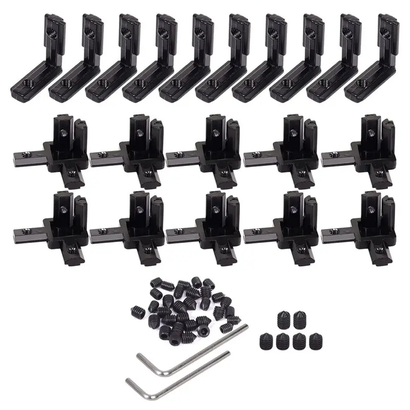 Hot Sale-20Pcs 2020 Aluminum Extrusion Connectors 3-Way End Corner Bracket Connector T Slot L-Shape Interior Corner Joint Bracke