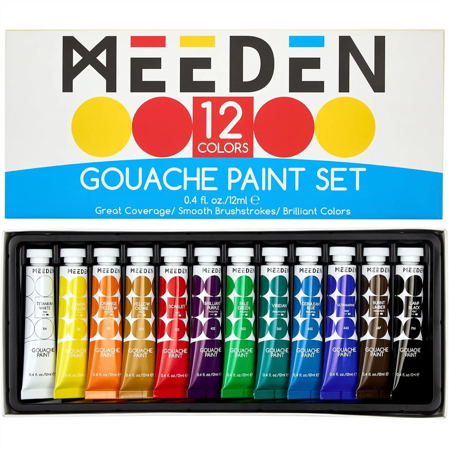 

Gouache Paint Tube Set 12 x 12ml Rich Pigment Art Paints for Canvas Painting for Artists Students Beginners