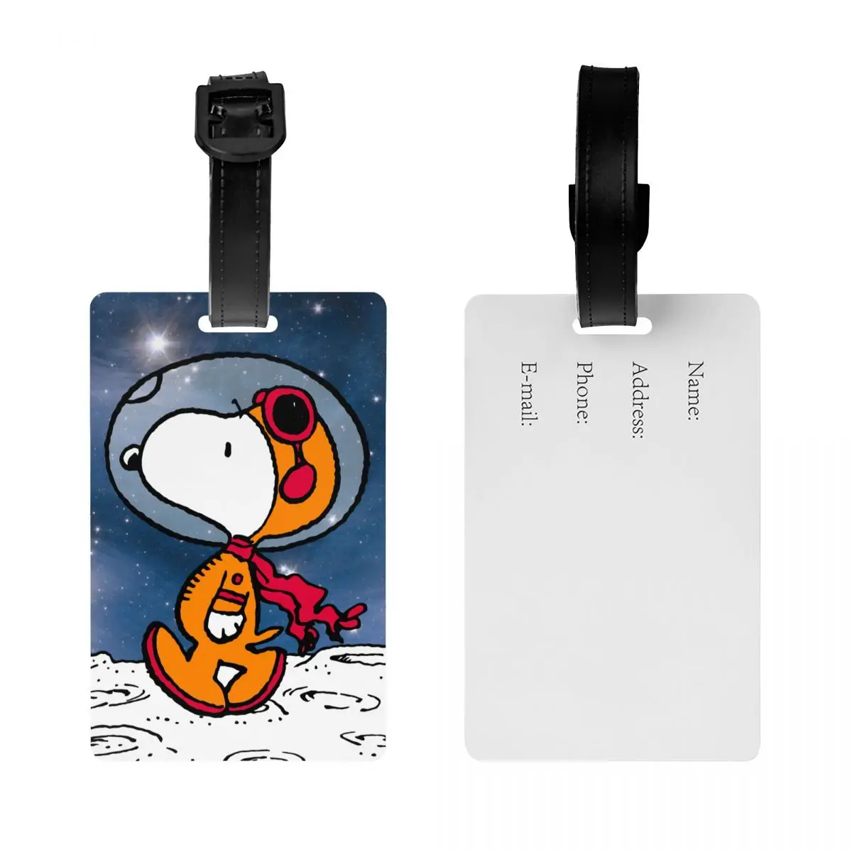 Cartoon Bagagem Tag com Nome e Endereço Titular, Acessórios de Viagem, Cute Astronaut, ESPAÇO, Snoopy, ID, Unisex Bagagem Tag, Presentes