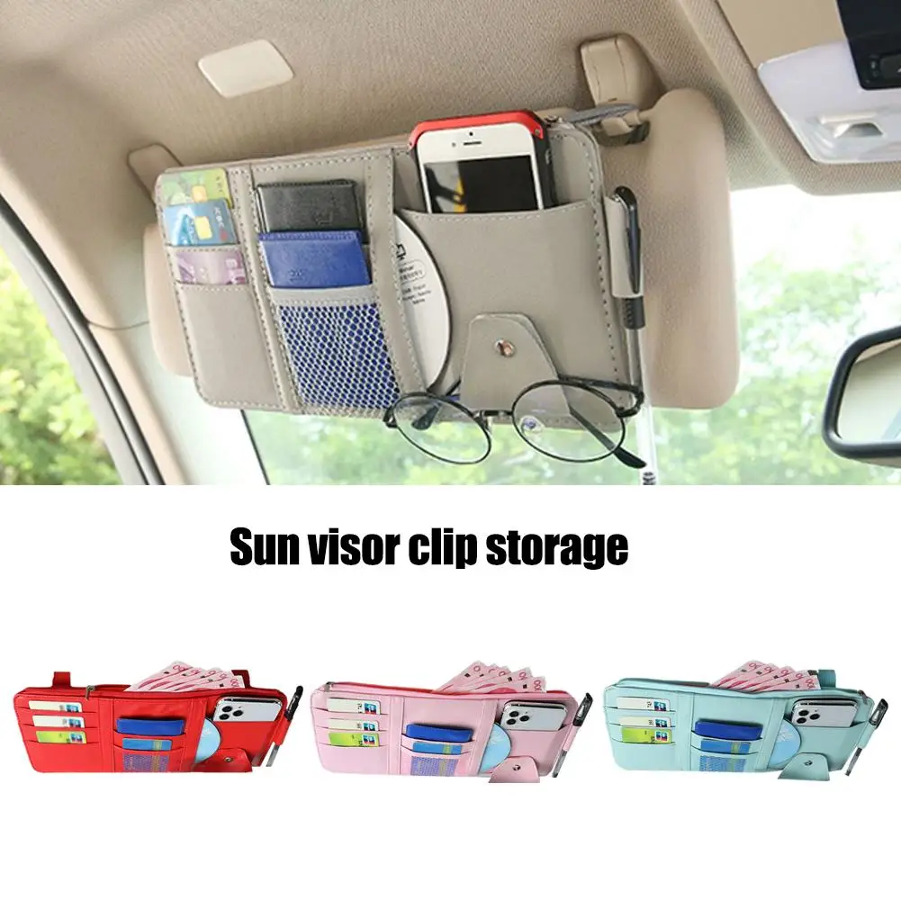 Car Multifunctional Sun Visor Clip Storage Clip Car Glasses Card Clip Bag Sun Business Storage Card Visor Receipt Removable E2D9