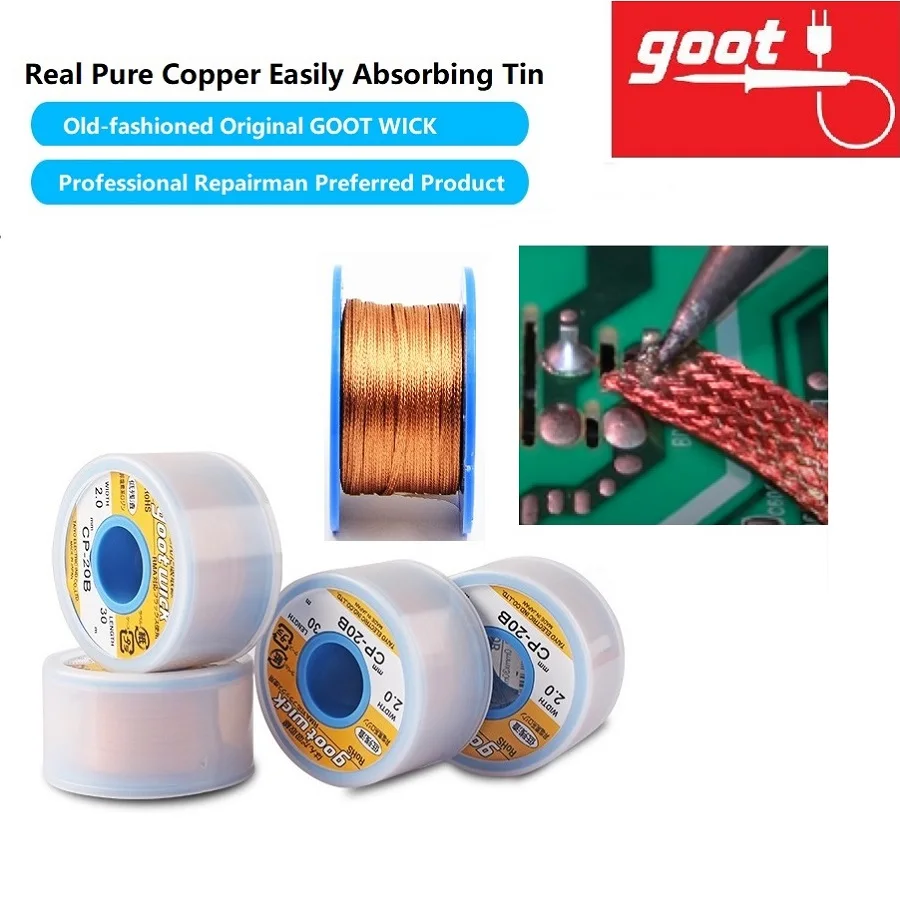 Japan Original Goot Wick Soldering CP2015 15B 20B 30 Iron Tip Solder Braid Welding Copper Special Tin PCB Repair Paste Ball