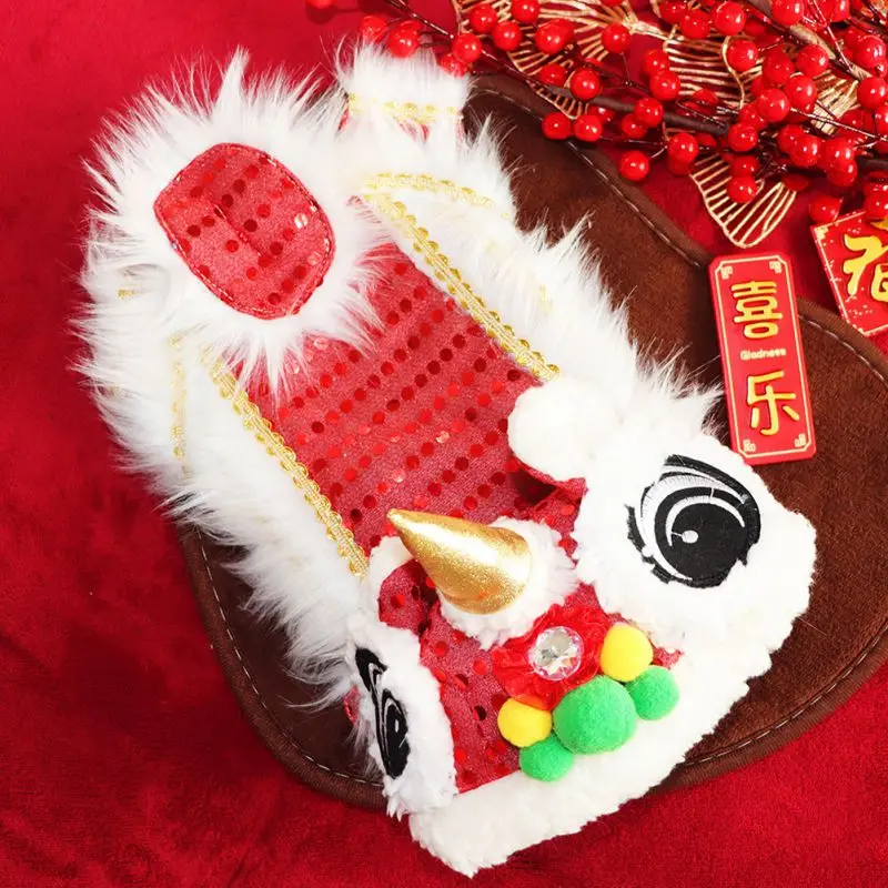 Chinese Spring Festival Dog Coat Winter Puppy Costume Warm Winter Pet Lion Dance Clothes Dog Puppy Cotton Costume Tang Suit