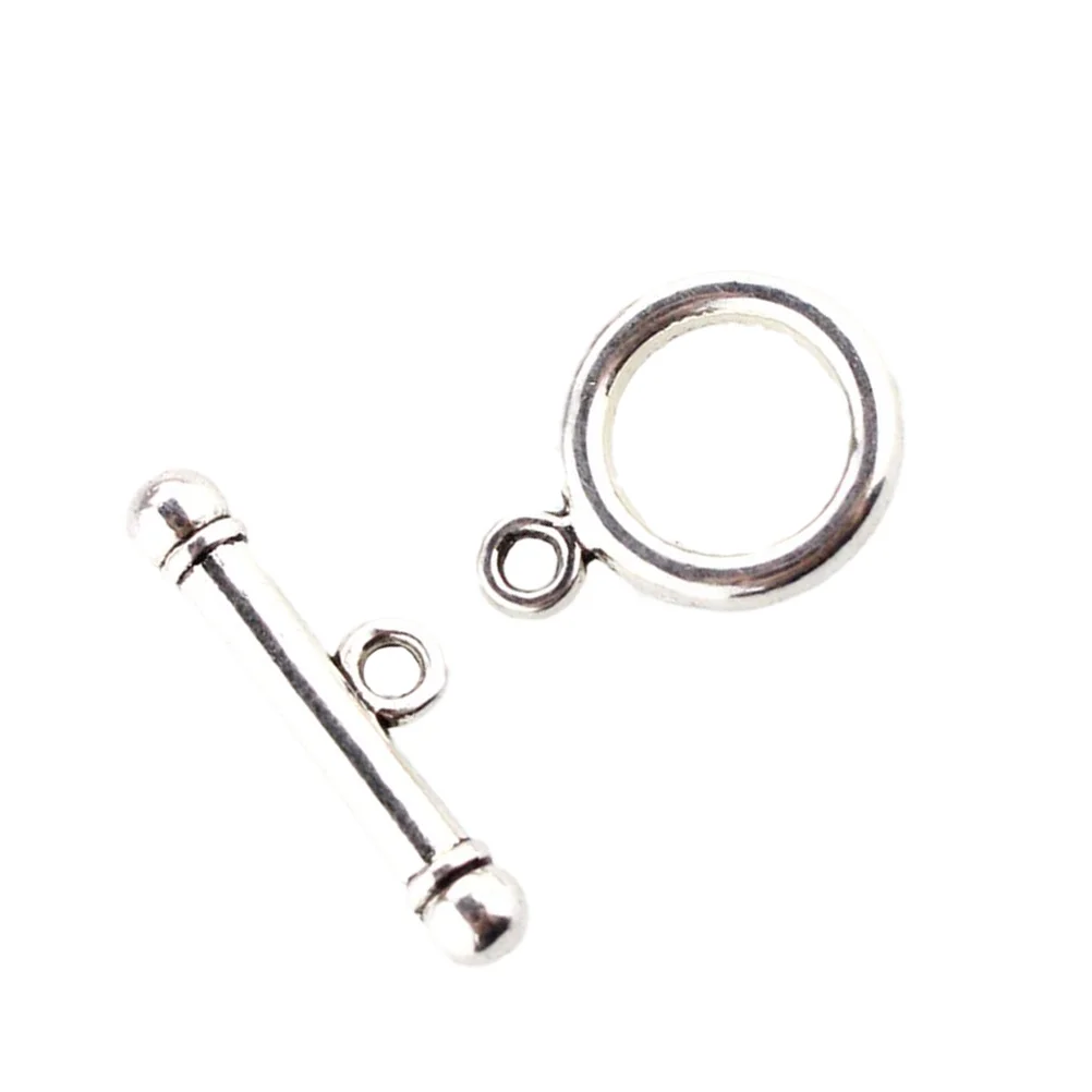 

130Pcs Vintage Silver Alloy Toggle Clasps Connectors Durable DIY Necklace Bracelet Keychain Bangle Jewelry Set