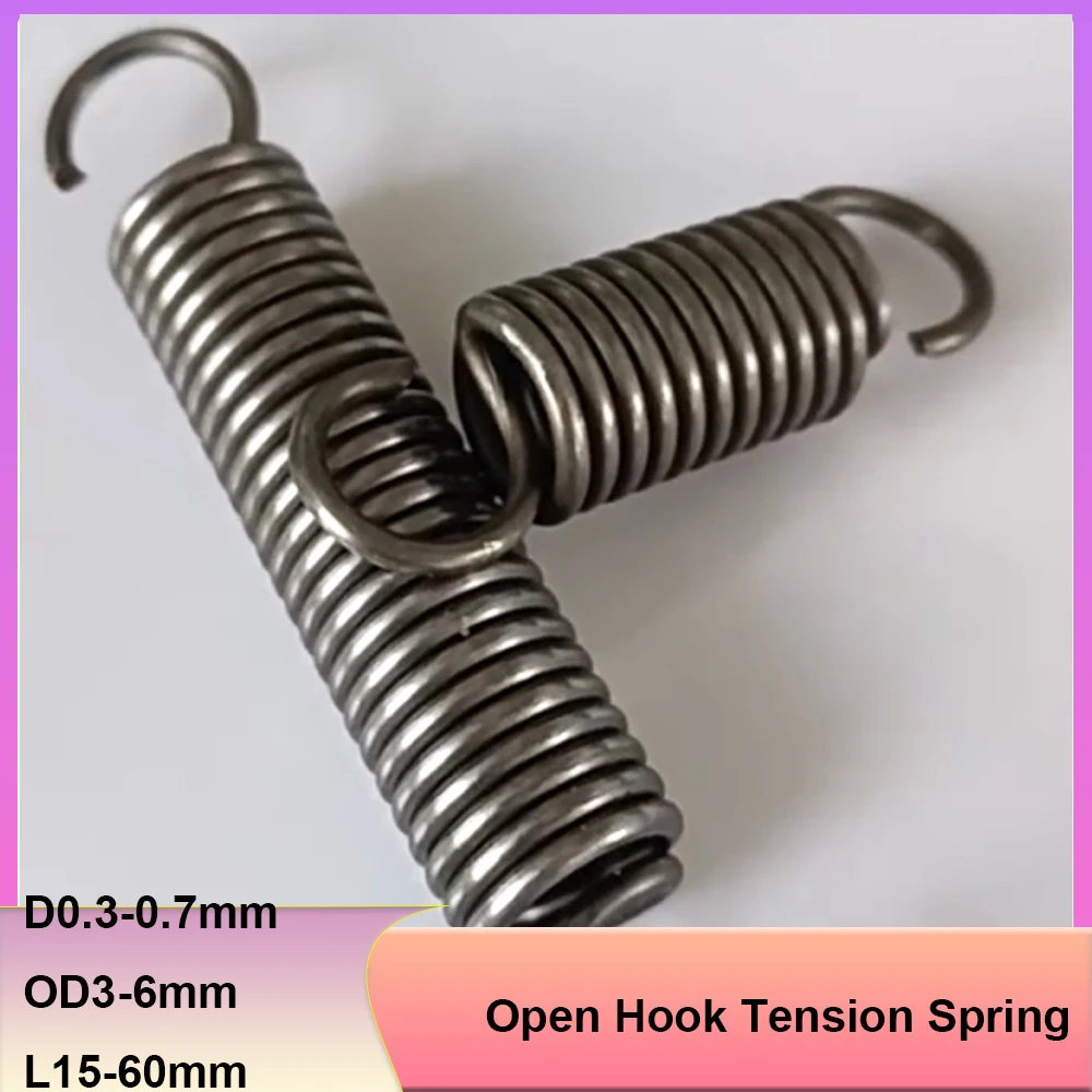 10pcs Open Hook Tension Spring Pullback Coil Spring Wire Diameter 0.3mm 0.4mm-0.7mm Outer Diameter 3mm-6mm Steel Length 15-60mm