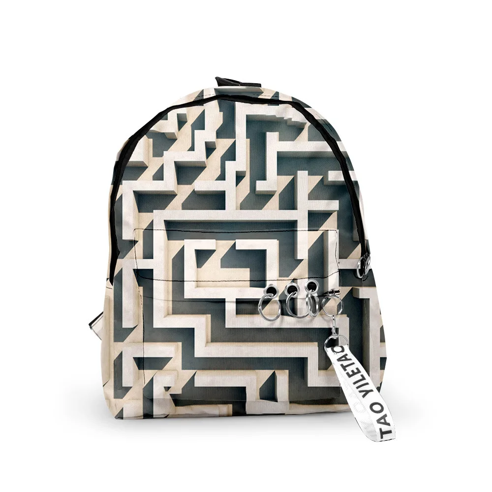 

Популярные молодежные школьные сумки с рисунком лабиринта, рюкзаки для ноутбуков, оксфорды с 3D принтом для мальчиков и девочек, водонепроницаемые брелки, маленькие дорожные сумки