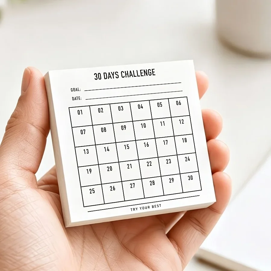 50 sheets Minimalist 30-Day Challenge Habit Tracker Notebook, Undated Grid Goal Tracking Journal, Journal Scrapbook Insert
