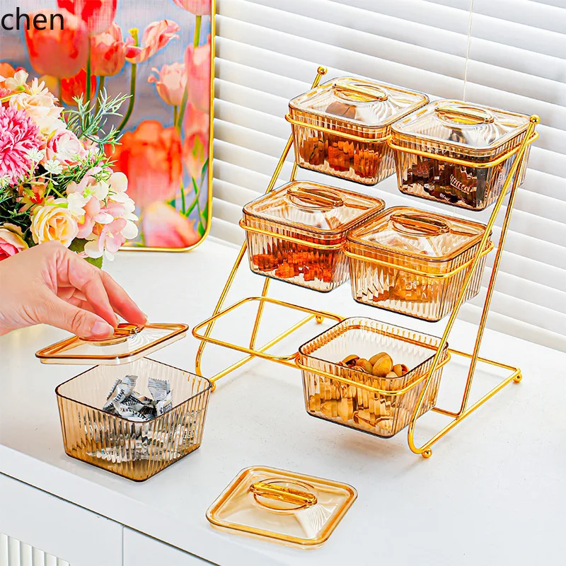 ZML multi-layer fruit tray for home use in the living room,  high-end snack, melon seeds, nuts, and dried fruit compartment box