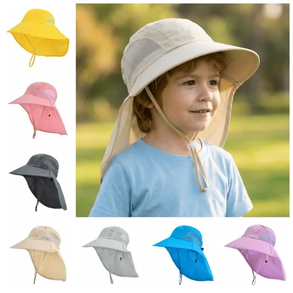 

Fashion Solid Color Children Bucket Hat Fisherman Hat Visor Cap Sunscreen Cap Hiking Cap Wide Brim Summer Sun Hat Camping
