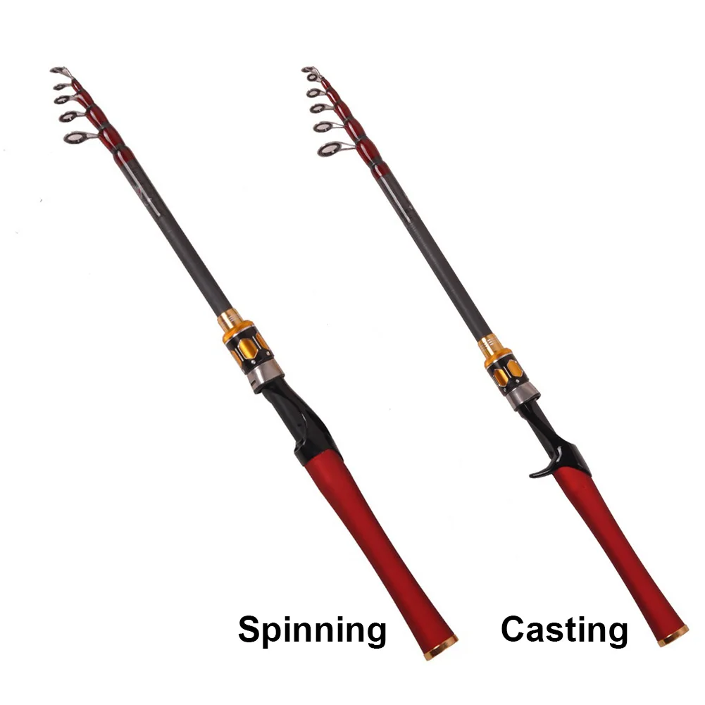 Telescopic Spinning Casting Rod 1.8m/2.1m/2.4m Portable Travel Rod Carbon Fiber Baitcasting Rod for Bass Pike Carp Fishing