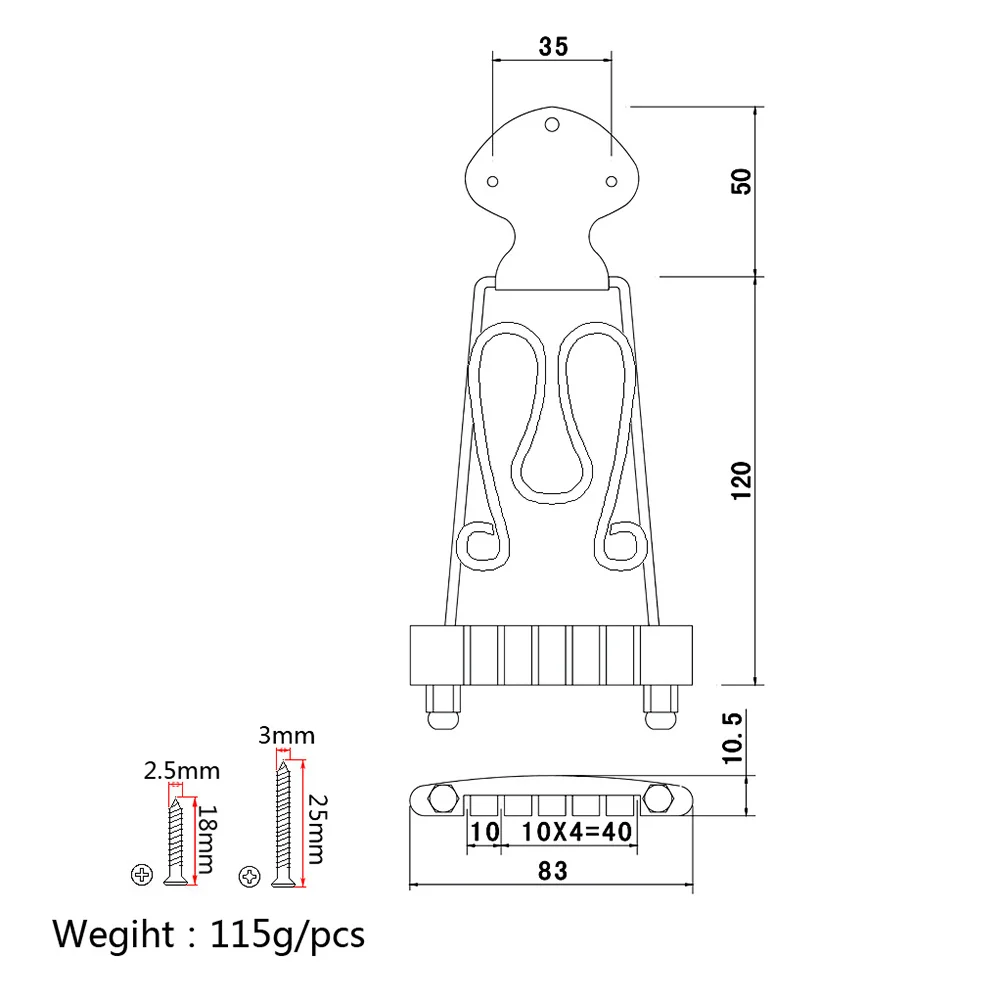 

Silver 6 String Tailpiece Ga411 Adjustable Bridge For Jazz Acoustic Folk Electric Guitar Replacement