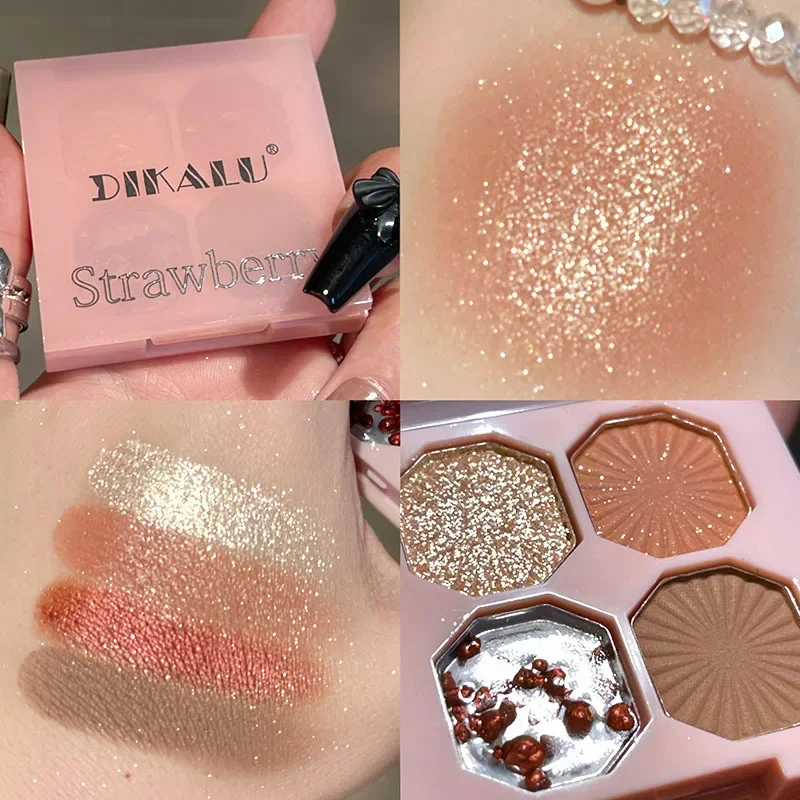 4-kleuren Milk-Tea Oogschaduwpalet Professioneel Hoogtepunt Shimmer Verhelderende Langdurige Oogschaduw Oogmake-up Oogcosmetica