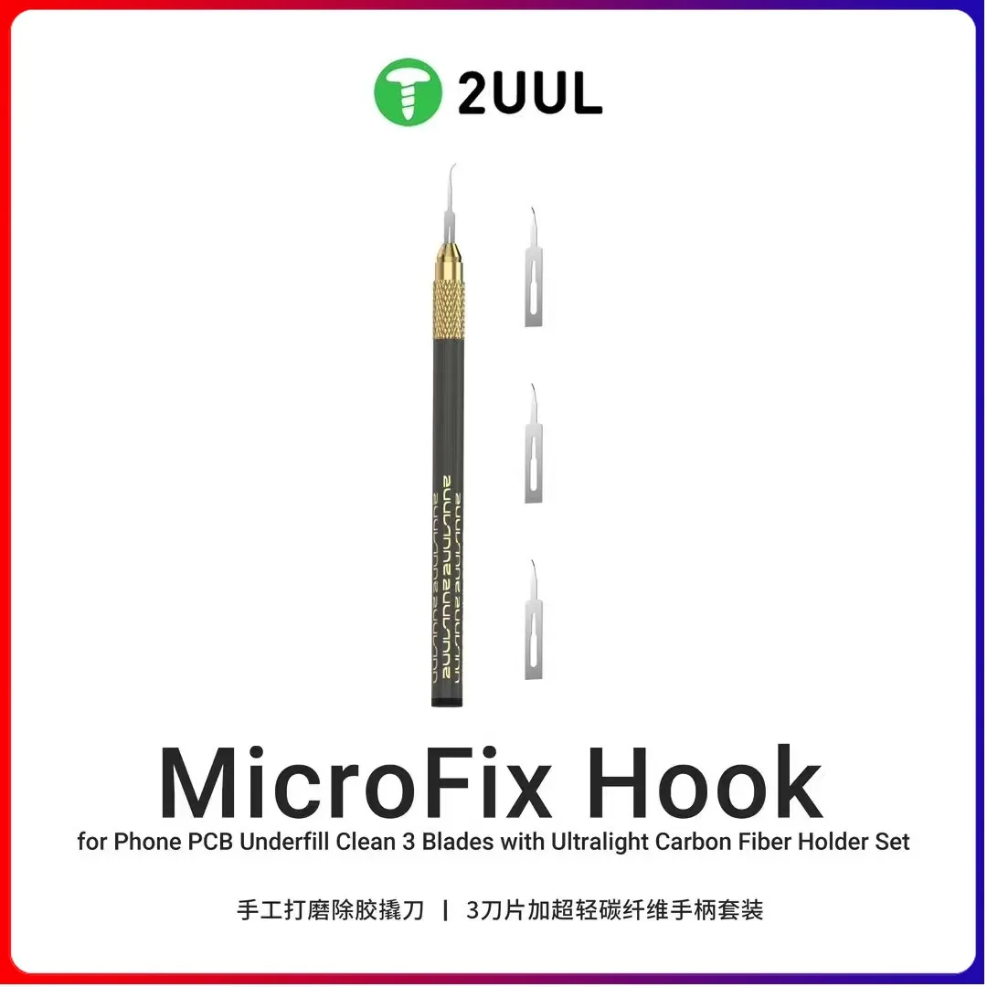 2UUL DA12 MicroFix Hook Ultralekki zestaw noży z włókna węglowego do telefonu komórkowego PCB Wypełnienie Czysta płyta główna Usuwanie cięcia kleju