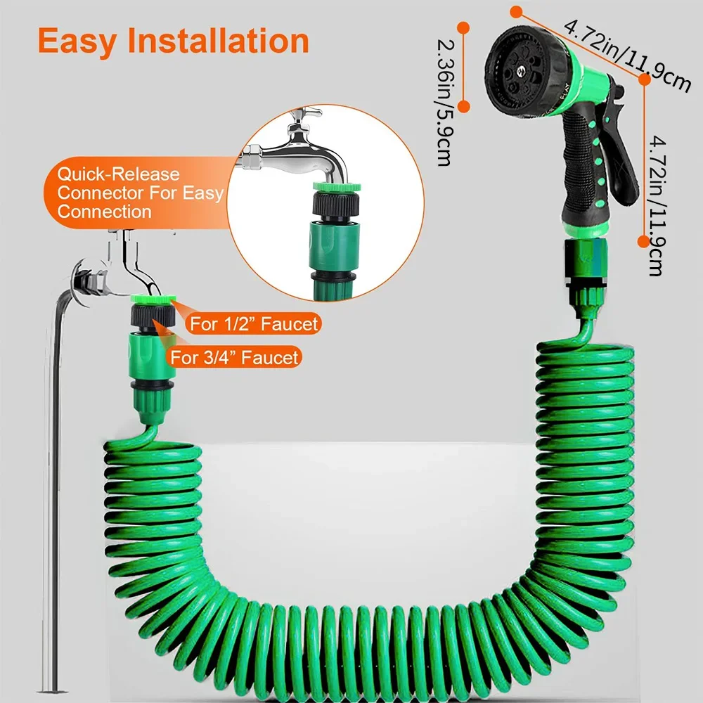 Garden Irrigation Water Hose Car Cleaning Spring Pipe Plastic Hose Sprinkler Garden Hose with 8 Patterned Nozzles gallery 5